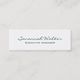 Slim Green White Handwriting Professional Trendy Mini Visitekaartje