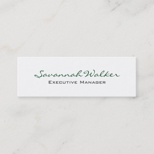 Slim Green White Handwriting Professional Trendy Mini Visitekaartje (Voorkant)