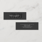 Slim Grey Black Calligraphy Monogram Visitekaartje (Voorkant / Achterkant)