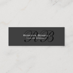 Slim Grey Black Calligraphy Monogram Visitekaartje