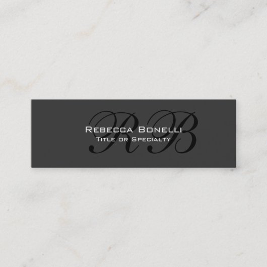 Slim Grey Black Calligraphy Monogram Visitekaartje (Voorkant)