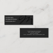 Slim Grey Black Monogram Fotografie Visitekaartje (Voorkant / Achterkant)