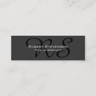 Slim Grey Black Script Monogram Visitekaartje