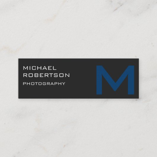 Slim Grey Blue Monogram Fotografe Visitekaartje (Voorkant)