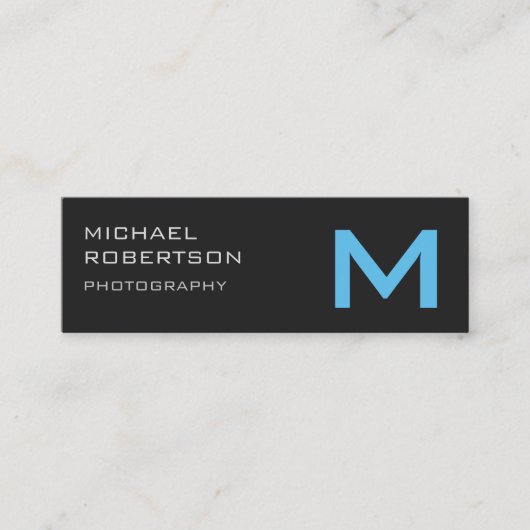 Slim Grey Blue Monogram Fotografe Visitekaartje (Voorkant)