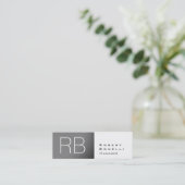 Slim Grey White Monogram Manager Visitekaartje (Staand voorkant)