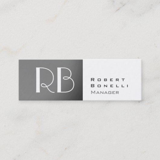 Slim Grey White Monogram Manager Visitekaartje (Voorkant)