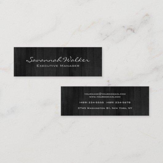 Slim Grey Wood Design Professional Modern Trendy Mini Visitekaartje (Voorkant / Achterkant)