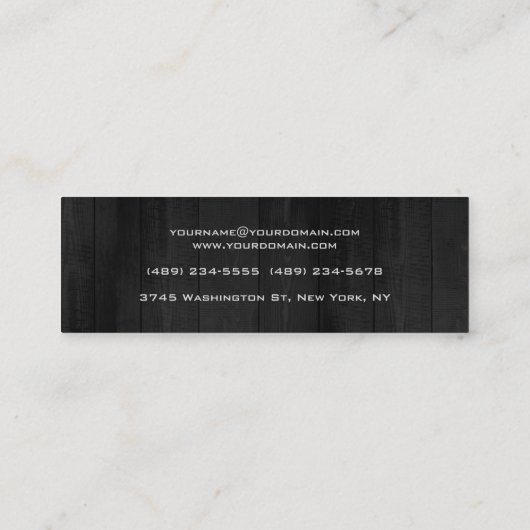 Slim Grey Wood Design Professional Modern Trendy Mini Visitekaartje (Achterkant)