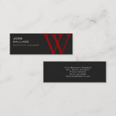 Slim grijs rood monogram trendy moderne vlakte mini visitekaartje (Voorkant / Achterkant)