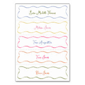 Slim Hand Getrokken Kleurrijke Curvy Wedding Place Kaart (Voorkant)