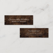 Slim Handschrift Modern Trendy Brown Mini Visitekaartje (Voorkant / Achterkant)