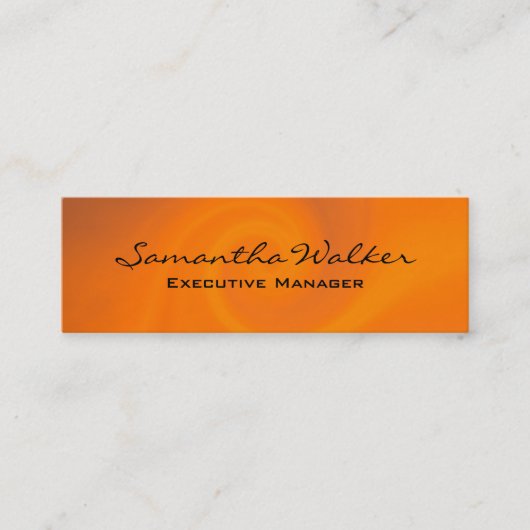 Slim Handschrift Modern Trendy Oranje achtergrond Mini Visitekaartje (Voorkant)
