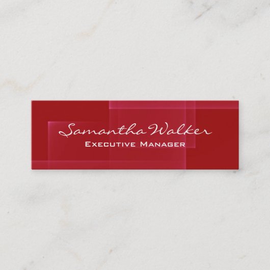 Slim Handschrift Modern Trendy Red Abstract Mini Visitekaartje (Voorkant)