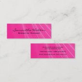 Slim Handschrift Modern Trendy Roze Feminine Mini Visitekaartje (Voorkant / Achterkant)