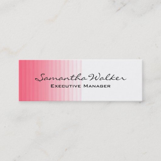 Slim Handschrift Modern Trendy Roze Wit Mini Visitekaartje (Voorkant)