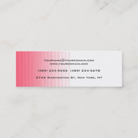 Slim Handschrift Modern Trendy Roze Wit Mini Visitekaartje (Achterkant)