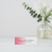 Slim Handschrift Modern Trendy Roze Wit Mini Visitekaartje (Staand voorkant)