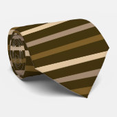Slim Horizontale Stripes Cream & Browns Stropdas (Opgerold)