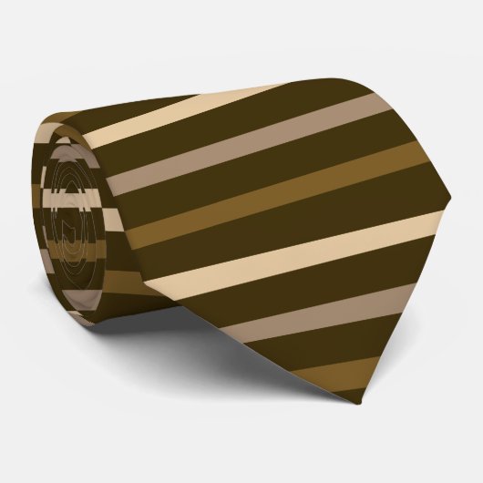 Slim Horizontale Stripes Cream & Browns Stropdas (Opgerold)