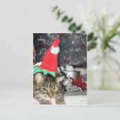 Slim Kat Elf & de Tinsel Tree Feestdagenkaart (Staand voorkant)
