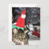 Slim Kat Elf & de Tinsel Tree Feestdagenkaart (Voorkant / Achterkant)