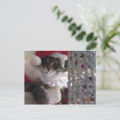 Slim Kat Santa en de glitterboom Feestdagenkaart (Staand voorkant)