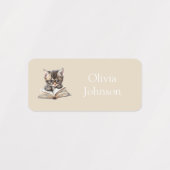 Slim katje met bril gepersonaliseerd neutraal labels (Design 1)