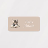 Slim katje met bril gepersonaliseerd neutraal labels (Design 2)