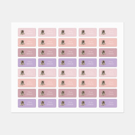 Slim katje met bril Roze en lila naam Labels