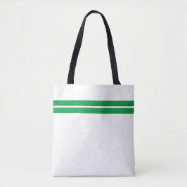 Slim Kelly Green Racing Stripes op Summer White Tote Bag