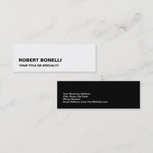 Slim Legible Modern Black White-minimalist Mini Visitekaartje (Voorkant / Achterkant)