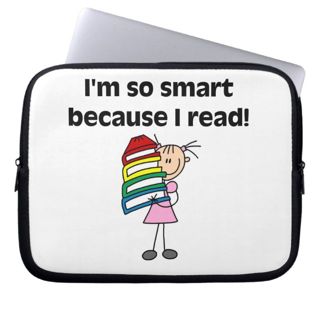 Slim meisje omdat ik lees laptop sleeve (Voorkant)
