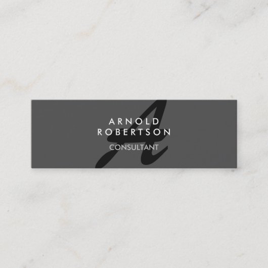 Slim Monogram Plain Gray Trendy Visitekaartje (Voorkant)