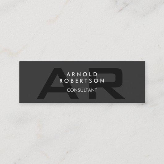 Slim Monogram Plain Gray Trendy Visitekaartje (Voorkant)