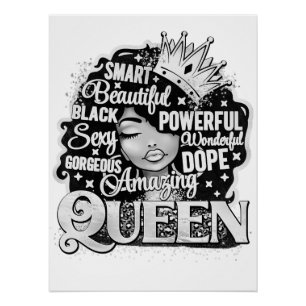 Slim Mooi Verbazingwekkend Zwart Koningin Melanin Perfect Poster