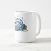 Slim Nerd Brein Leest Boeken Schattige Boekenwurm Koffiemok (Voorkant rechts)