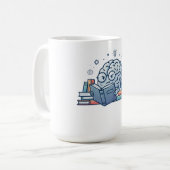 Slim Nerd Brein Leest Boeken Schattige Boekenwurm Koffiemok (Voorkant links)