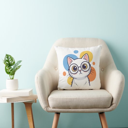 Slim Nerd Witte Kattenbril Design Kussen (Stoel)