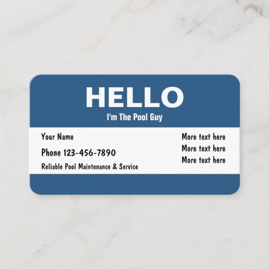 Slim ontwerp voor poolservice visitekaartje (Voorkant)