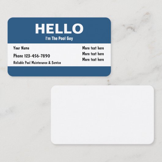 Slim ontwerp voor poolservice visitekaartje (Voorkant / Achterkant)