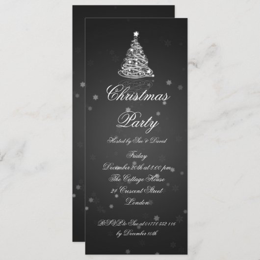 Slim Party Invitation legant Moderne Tree Black Kaart (Voorkant / Achterkant)