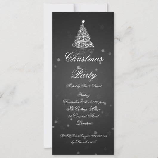 Slim Party Invitation legant Moderne Tree Black Kaart (Voorkant)