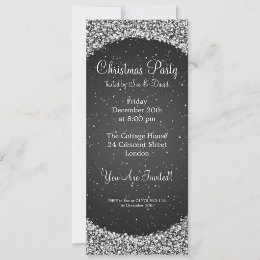 Slim Party Invitation legant Night Sparkle Black Kaart (Voorkant)
