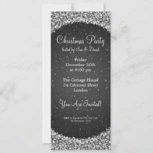 Slim Party Invitation legant Night Sparkle Black Kaart