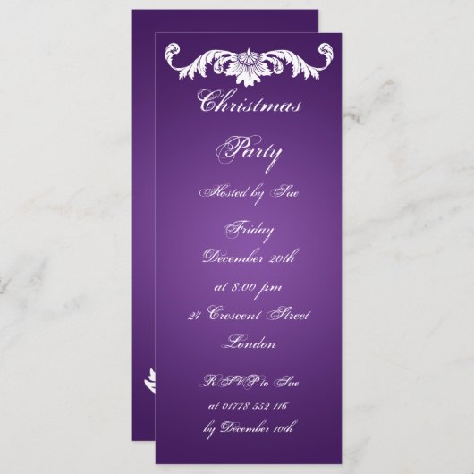 Slim Party nodigt  Ornament uit op Paars Kaart (Voorkant / Achterkant)