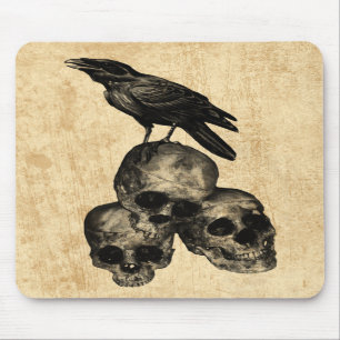 Slim Pickings Crow Skulls Gothic Art Mousepad Muismat
