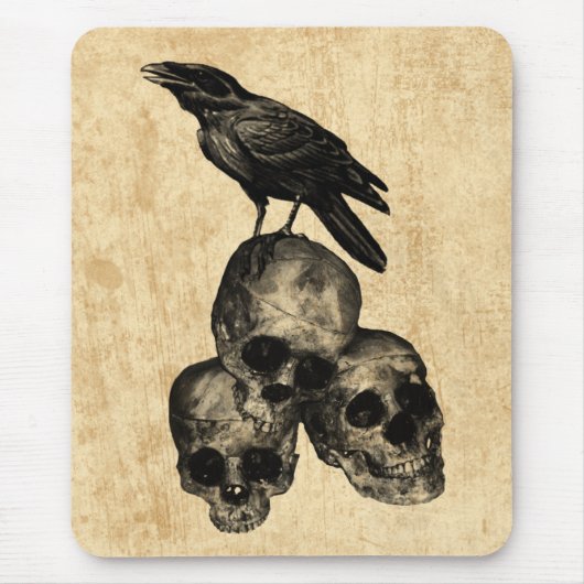 Slim Pickings Crow Skulls Gothic Art Mousepad Muismat (Voorkant)