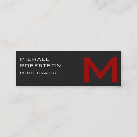 Slim Red Gray Monogram Fotografiet Visitekaartje (Voorkant)