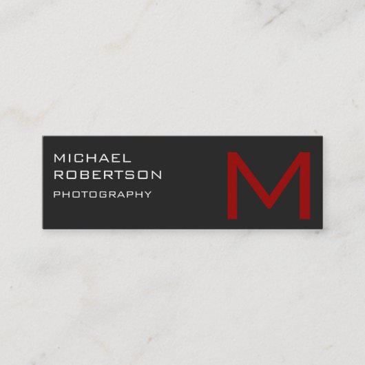 Slim Red Gray Monogram Fotografiet Visitekaartje (Voorkant)